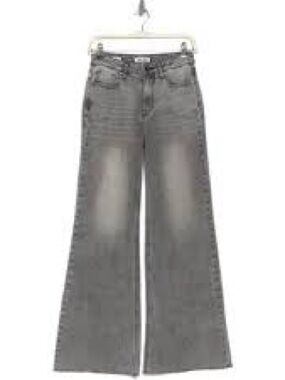 Vigoss Faded Grey High-Waist Wide Leg Jeans